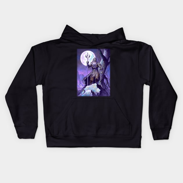 Viking Moon Kids Hoodie by Paul_Abrams